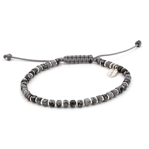 Obsidienne Cosmique – Heishi glacé & Argent d’ailleurs