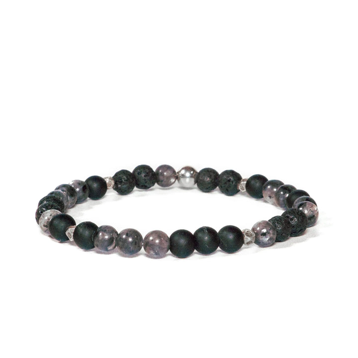 Classic combo labradorite & matte onyx & lava stone and sterling silver KERNILION
