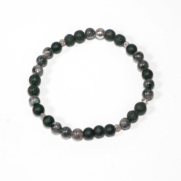 Classic combo labradorite & matte onyx & lava stone and sterling silver KERNILION