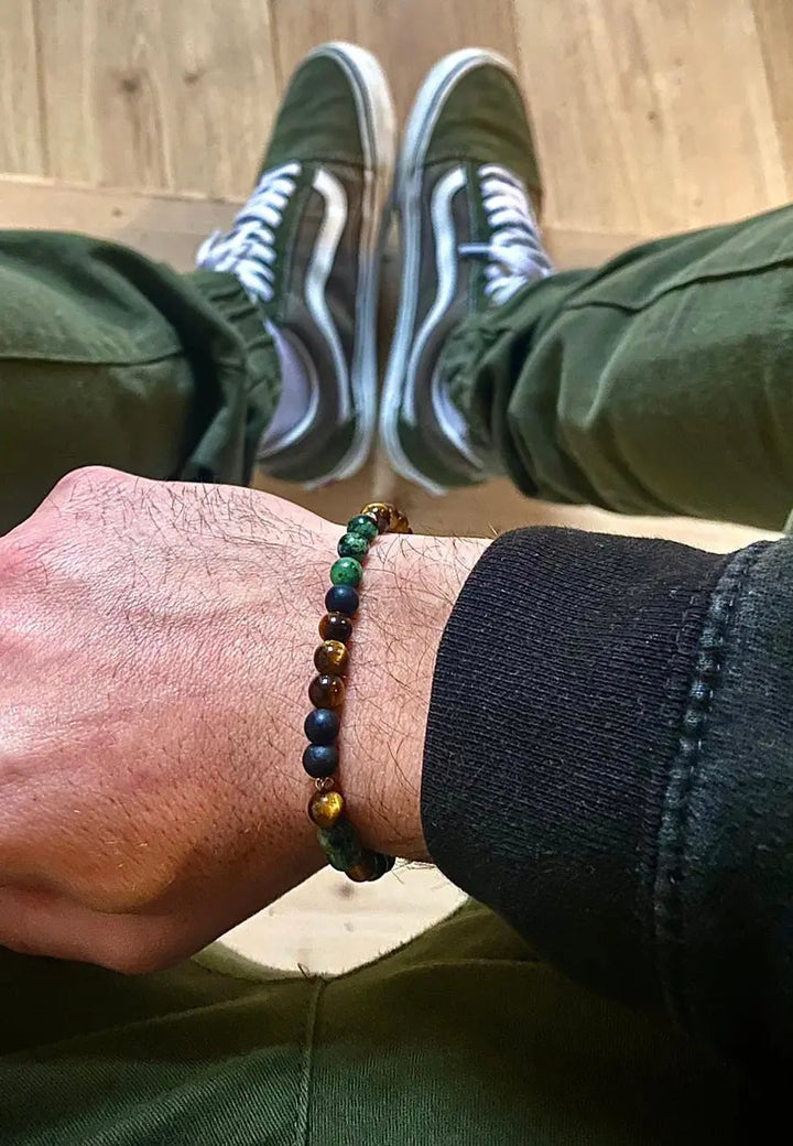 Classic combo ruby & tiger eye & matte onyx and sterling silver KERNILION