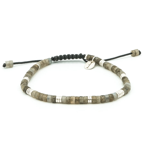 Brume Tellurique – labradorite heishi & argent brut