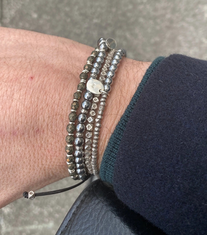 Bracelet hématite et argent 